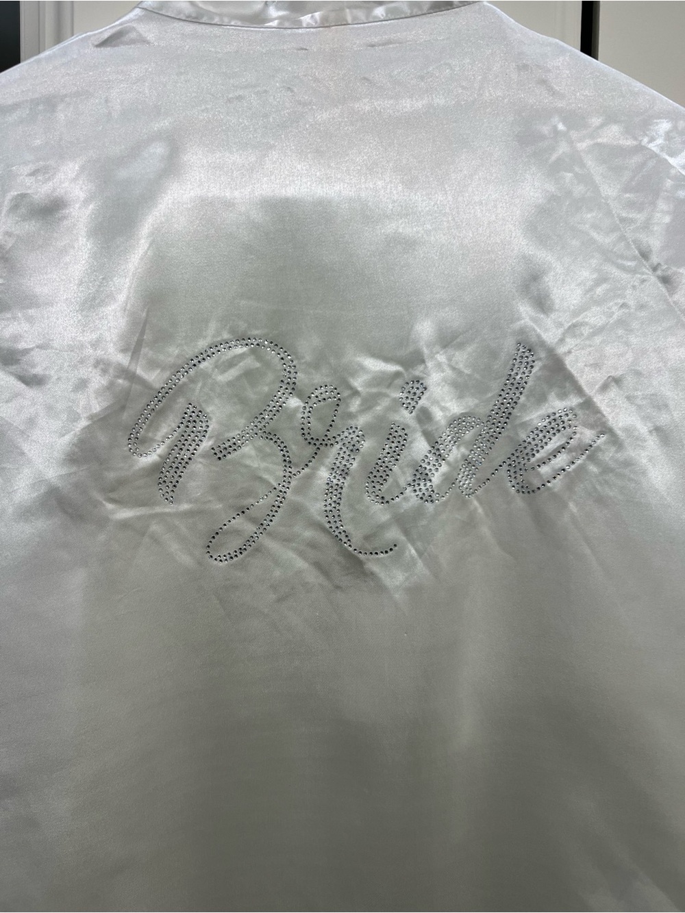 White Satin 'Bride' Robe with Crystal Script - Picture 2 of 3